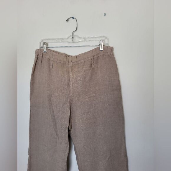 PHILO Italian Linen Pants Flowy Oversized Tan Brown Nuetral European Size 44 - Picture 2 of 10